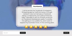 The image displays the review provided by Oluwatosin Taiwo for Facebook & Instagram Shopping App!